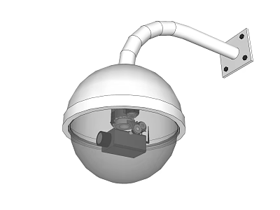 High Quality Projection Monitoring Dome Camera With Curved Mounting Bracket For Indoor Security 3d model