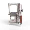 Industrial Mechanical Component With Metal Frame Square Opening Circular Hole And Brown Striped Panel