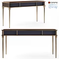 Elegant Modern Dining Table With Dark Wooden Surface And Gold Metal Legs