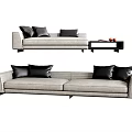 Modern Light Gray Sofa Set with Black Cushions and Coffee Table Red Items 3d model