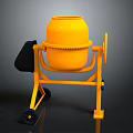Yellow Concrete Mixer with Stand Black Hopper and Wheels for Construction Projects 3d model