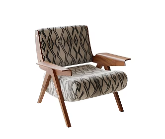 French Single Sofa Casual Chair Armchair 3d model