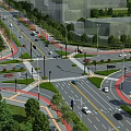 Urban Road Network Aerial Planning With Traffic Lights Green Belts And Vehicles