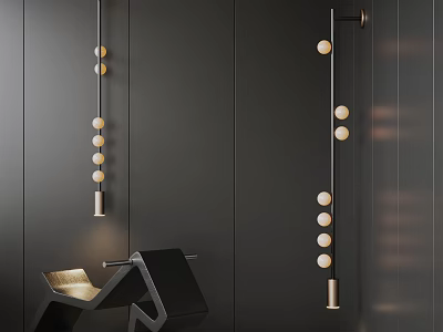 Modern Wall Sconces With Spherical Bulbs On Black Wall Interior Design 3d model