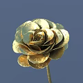 Artisan Crafted Golden Rose Metal Sculpture With Intricate Petal Details And Metallic Shine