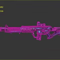 Futuristic Weapon with Neon Pink Blue Purple Lights Sci Fi Rifle Design Metallic Finish