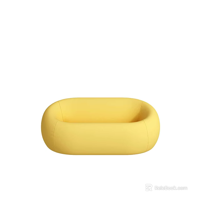 Yellow Modern Single Sofa with Rounded Design and Comfortable Stylish Look 3d model