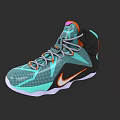 High Top Teal Basketball Shoes With Orange Accents Gray Laces And White Sole
