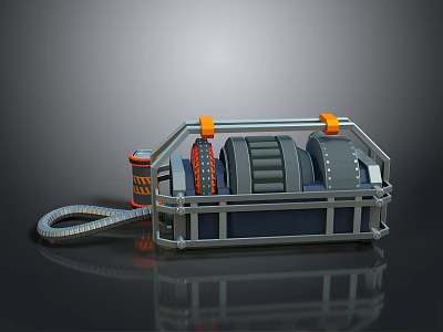 3D Rendered Mechanical Equipment With Orange Handles Gray Components And Chain 3d model
