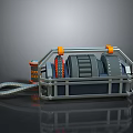 3D Rendered Mechanical Equipment With Orange Handles Gray Components And Chain