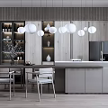 Modern Dining Table and Chair Combination Bar Combination 3d model