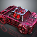 Vintage Red Toy Car With Red Sirens Mechanical Parts And Worn Texture