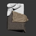 Single Bed With White Pillows And Brown Blanket On Wooden Frame 3d model