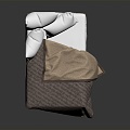 Modern Single Bed Wooden Bed Quilt Pillow Furniture 3d model