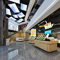 Spacious Supermarket Department Store Interior With Fresh Produce Shelves And Bright Lighting