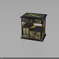 Vintage Decorative Cabinet With Gold And Black Finish Intricate Carvings Drawers Shelves And Tray Top