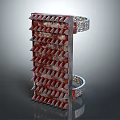 Red Spiked Metal Weapon Design With Armor Like Rings And Sharp Protrusions