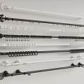 Various Curtain Rod Designs In Black And White With Decorative Ends And Hooks