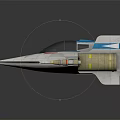 Futuristic Cosmic Spaceship Design with Blue White Color Scheme Wings Cockpit And Thrusters