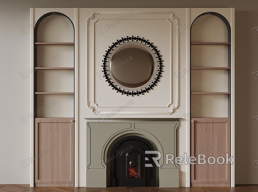 French Middle Style Fireplace Background Wall Cabinet model