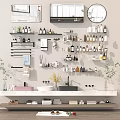 Modern Bathroom Accessories Design With Wall Shelves Towel Racks Mirrors Toiletries And Organized Sink