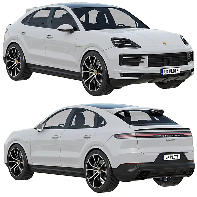 White Porsche SUV Showcasing Modern Exterior Design Details 3d model