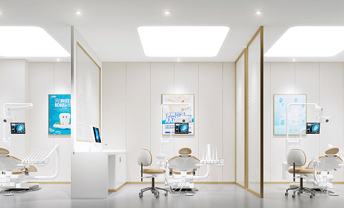 Modern Clinic Orthodontic Clinic Dental Clinic Dental Bed Advertising Light Box Glass Partition 3d model