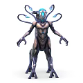 Character and Sci Fi Creature with Multi Limbs Glowing Head and Ethereal Body Design