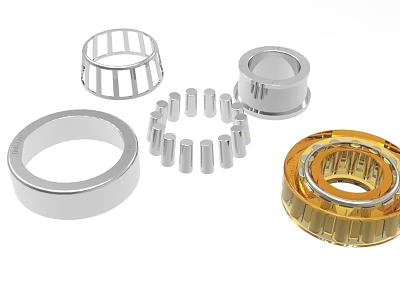 Industrial Equipment Bearings With Metal Rings Cylindrical Rollers And Components 3d model