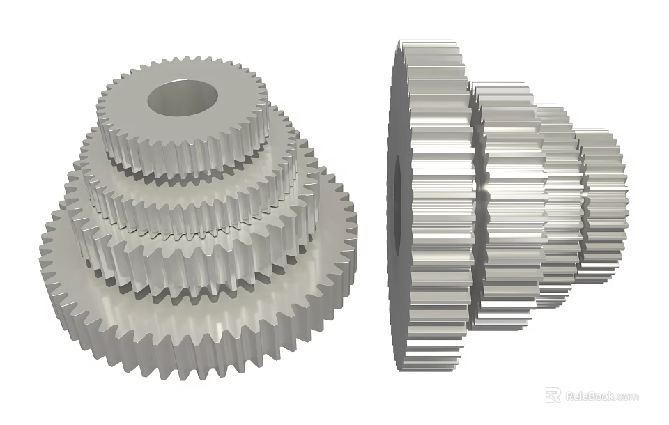 Hardware Tools Displaying Stacked Metal Gears In Various Sizes 3d model 