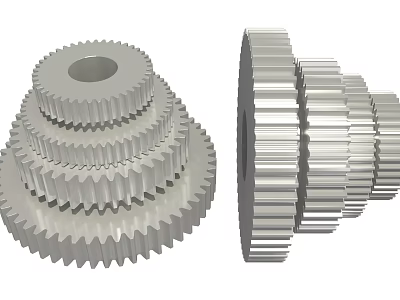 Hardware Tools Displaying Stacked Metal Gears In Various Sizes 3d model