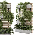 Lush Vertical Garden Decor With Hanging Green Plants And Wooden Panel Planters