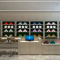 Modern Health Supplement Store Front Desk Design With Product Shelves And Counter