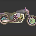 Cruiser Motorcycle with Brown White Body V-Type Engine Single Seat Alloy Wheels Glossy Finish