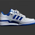 White And Blue Sports Shoes With Striped Design And Lace Up Closure