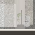 Modern Bathroom Frosted Glass Partition With Minimalist Design Plant And Chair