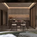 Warm Wabi Sabi Open Plan Living And Dining Room With Large Panoramic Outdoor Natural Views