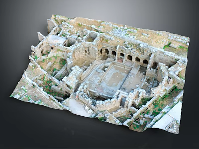 Ancient Amphitheater Ruins Showcasing Stone Seats Arches And Weathered Historical Structures 3d model