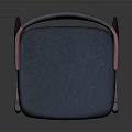 Modern Wooden Chair With Curved Armrests And Blue Cushion Seat For Home Furniture