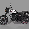 Vintage Style White And Black Motorcycle With Round Headlight And Red Rim Accents