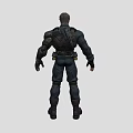 Tactical Man In Dark Colored Jacket With Arm Guards Utility Belt And Boots