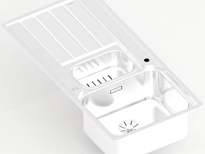 Modern Stainless Steel Kitchen Sink With Double Bowl And Drainer 3d model