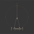 Modern Circular Chandelier With Metal Chain And Multiple Light Bulbs 3d model
