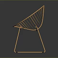 Elegant Golden Wire Chair With Circular Backrest And Three Legs Modern Design