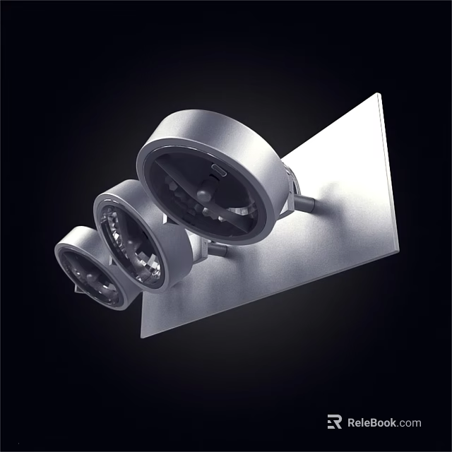 Modern Three Headed Silver Wall Lights Mounted on Plate for Interior Home Decor 3d model 