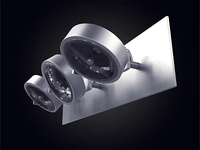 Modern Three Headed Silver Wall Lights Mounted on Plate for Interior Home Decor 3d model