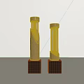 Pair of Modern Sleek Table Lamps With Brown Body Black Base And Beige Shade