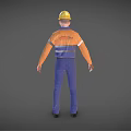 Man Wearing Yellow Hard Hat Orange Reflective Vest and Blue Pants as Construction Worker