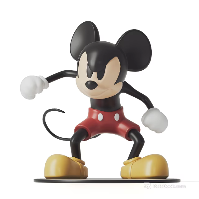 Mickey Mouse Home Decor Figurine Set with Black Ears White Gloves Red Shorts Yellow Shoes 3d model 