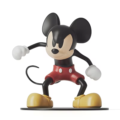 Mickey Mouse Home Decor Figurine Set with Black Ears White Gloves Red Shorts Yellow Shoes 3d model